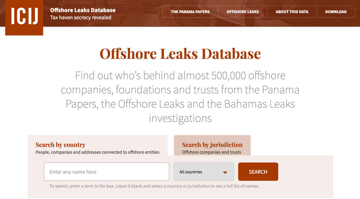 Click to explore the Offshore Leaks Database