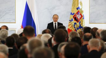 Russian President Vladimir Putin at the Kremlin in Moscow