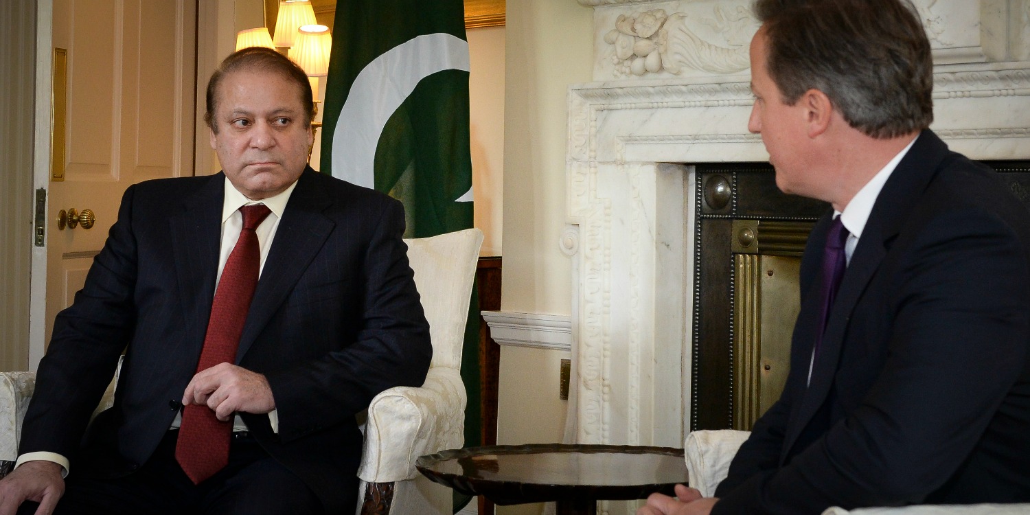 Pakistan's Nawaz Sharif, shown here in a file photo with British leader David Cameron