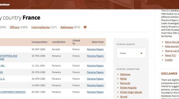 Screenshot of the Offshore Leaks database