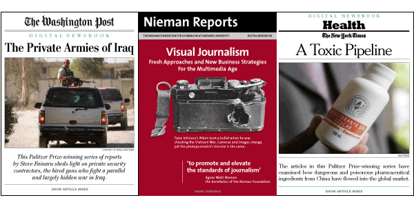 EBooks published by The Washington Post, Nieman Reports, and The New York Times