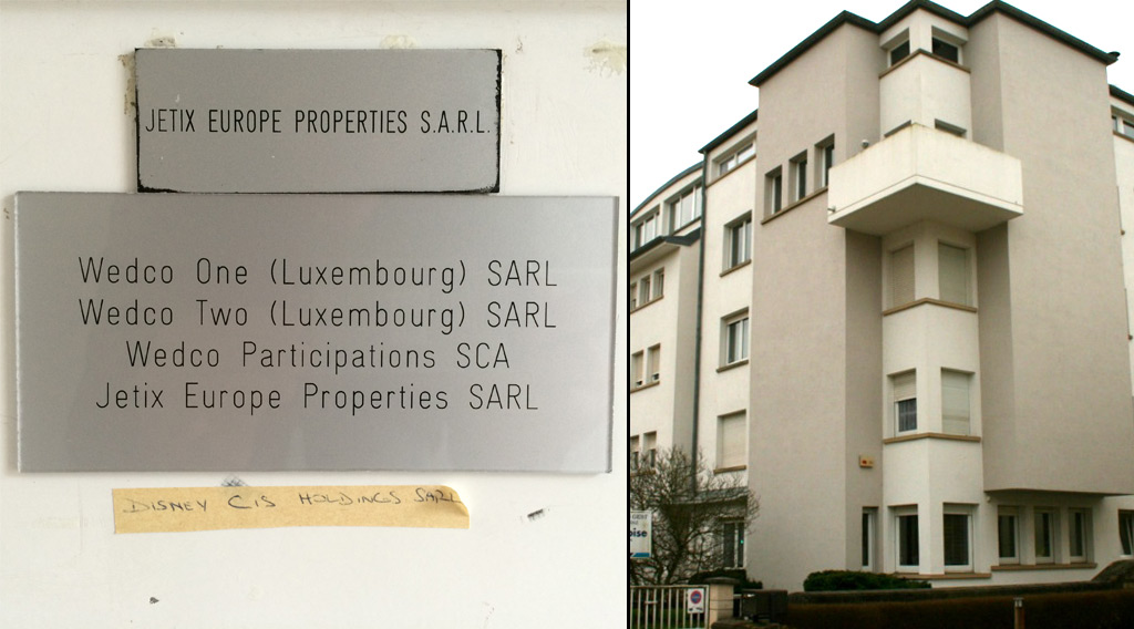 Disney's Luxembourg offices are in a residential building, with a Disney company handwritten on the letterbox