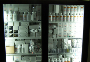 Many medicines used to treat HIV/AIDS patients, such as these stored in a Partners in Health facility in Cange, Haiti, require constant refrigeration