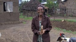 Ethalem Bekele, a volunteer recruited by Pathfinder International to teach family planning in rural Arsi Negelle, carved a wooden phallus to demonstrate correct condom use