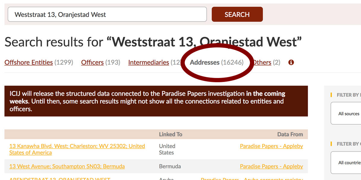 How To Search ICIJ's Offshore Leaks Database By Location