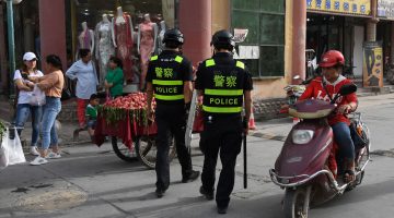 Police patrol in Xinjiang