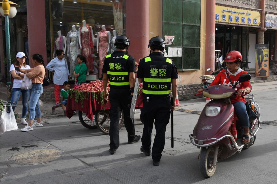 Police patrol in Xinjiang