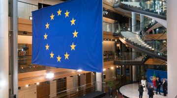 European Parliament and EU flag