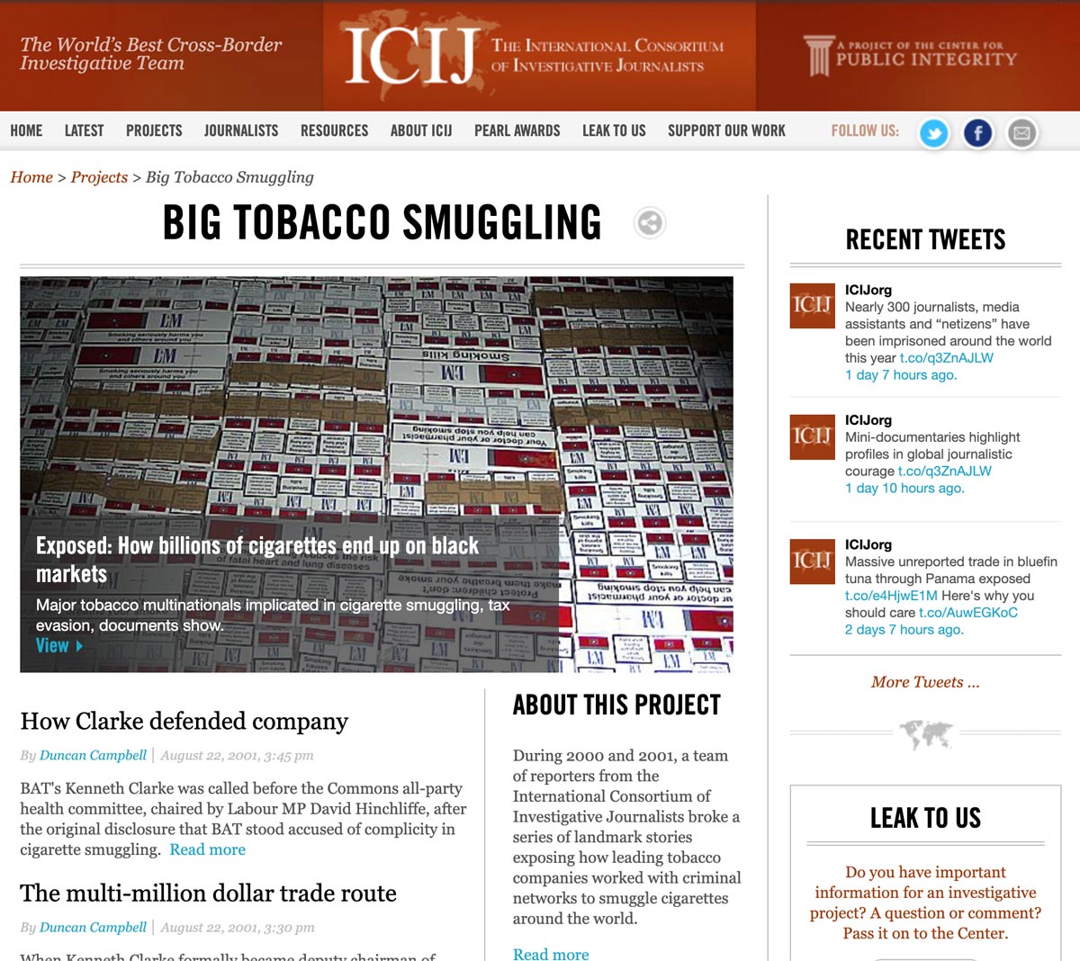 icij's big tobacco project pge