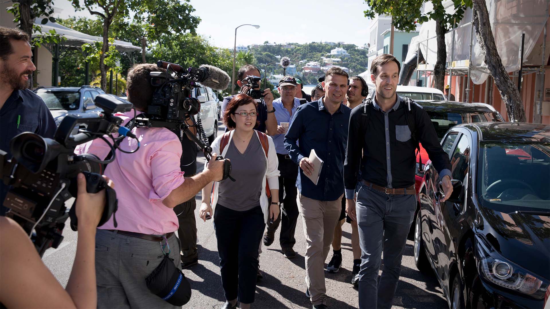 Reporters convene during a trip to Bermuda for Paradise Papers.