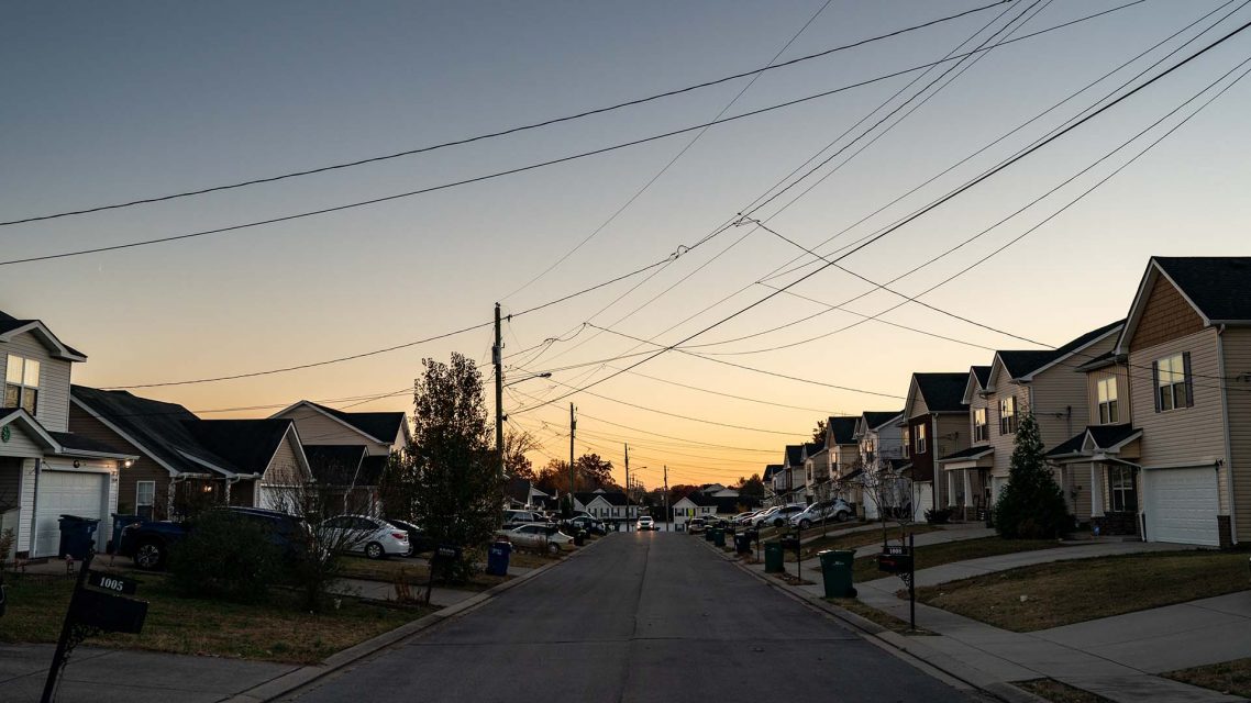 Sunset view of homes on Tammy Sue Lane