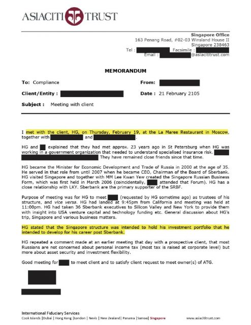 Document with details of Herman Gref meeting