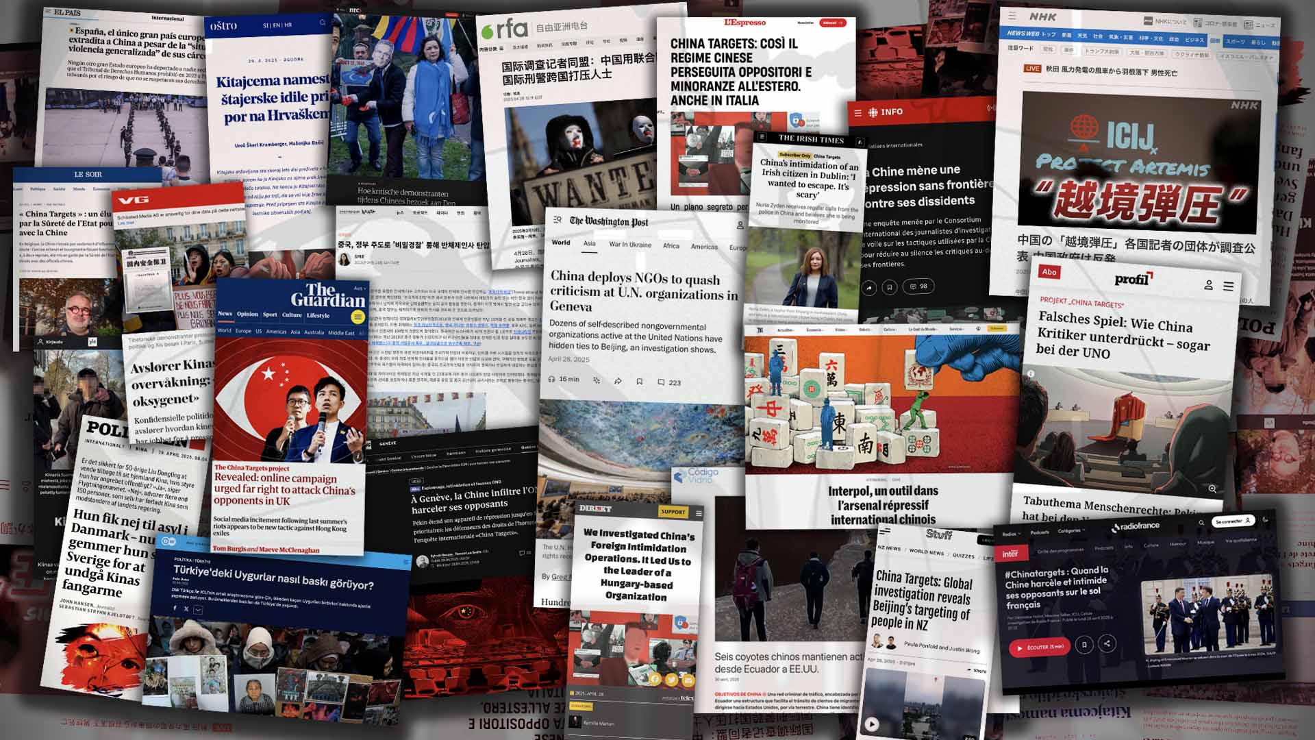Collage of screenshots of China Targets stories