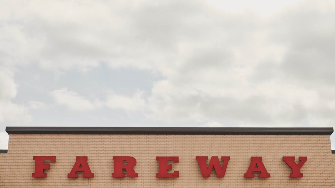 Photo of a storefront with a sign that says Fareway