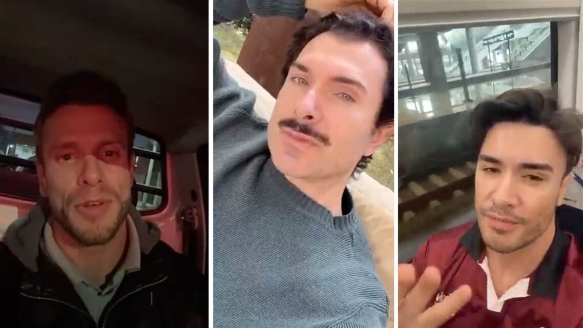 Three screenshots of men taking selfie-style videos.
