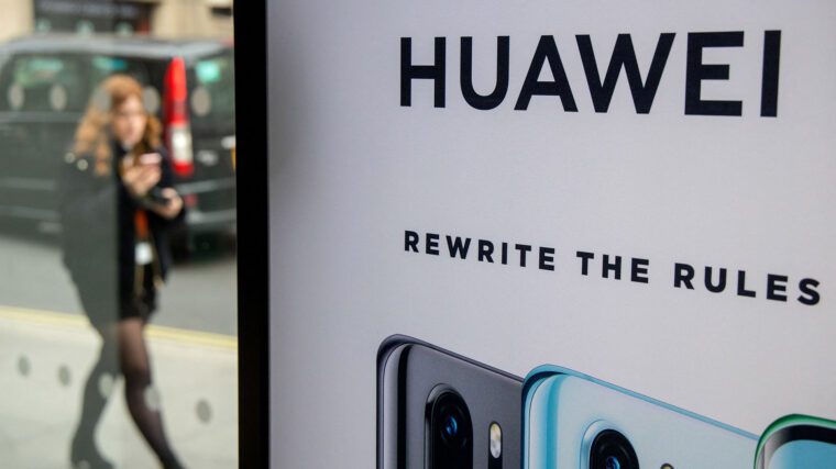 An advertisement for Huawei that says "rewrite the rules"